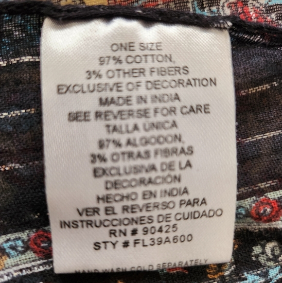 India Bohemian Paisley Fringe Shawl Cotton - Picture 6 of 9